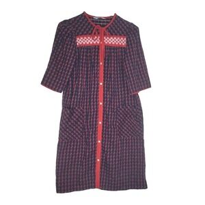 Vintage Women's  Night Gown Models Coat Red Blue Plaid L Grany